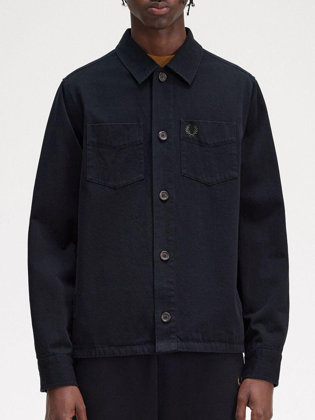 fred perry spread collar long sleeves twill cotton casual shirt