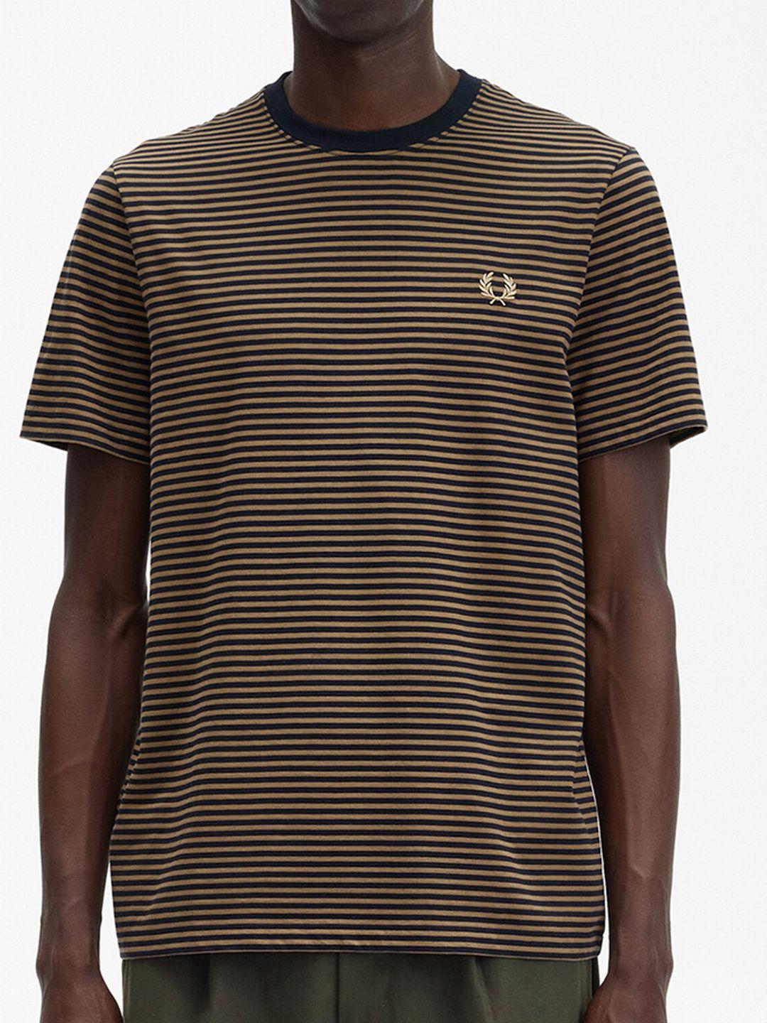 fred perry striped round neck cotton t-shirt