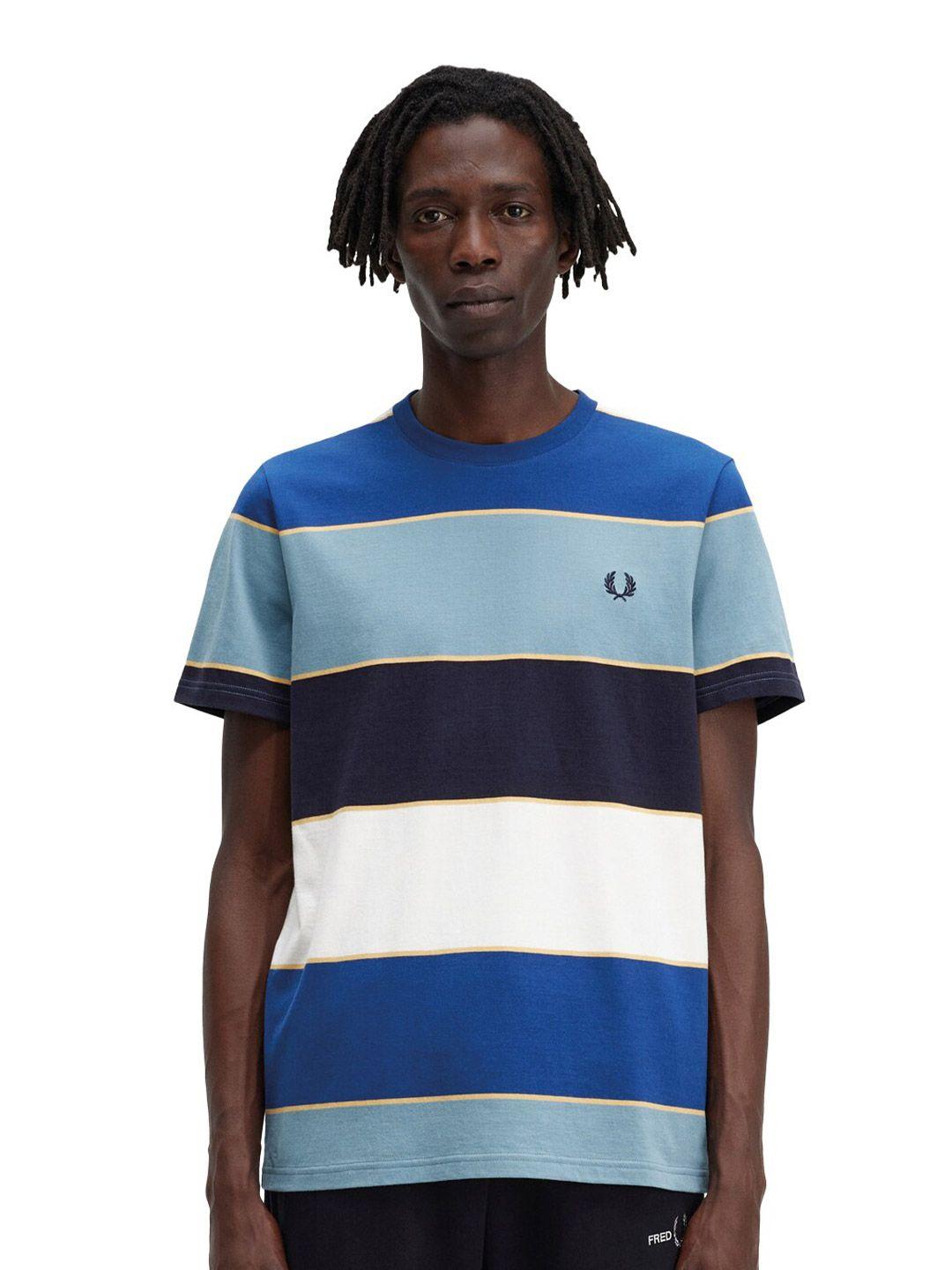 fred perry striped round neck cotton t-shirt