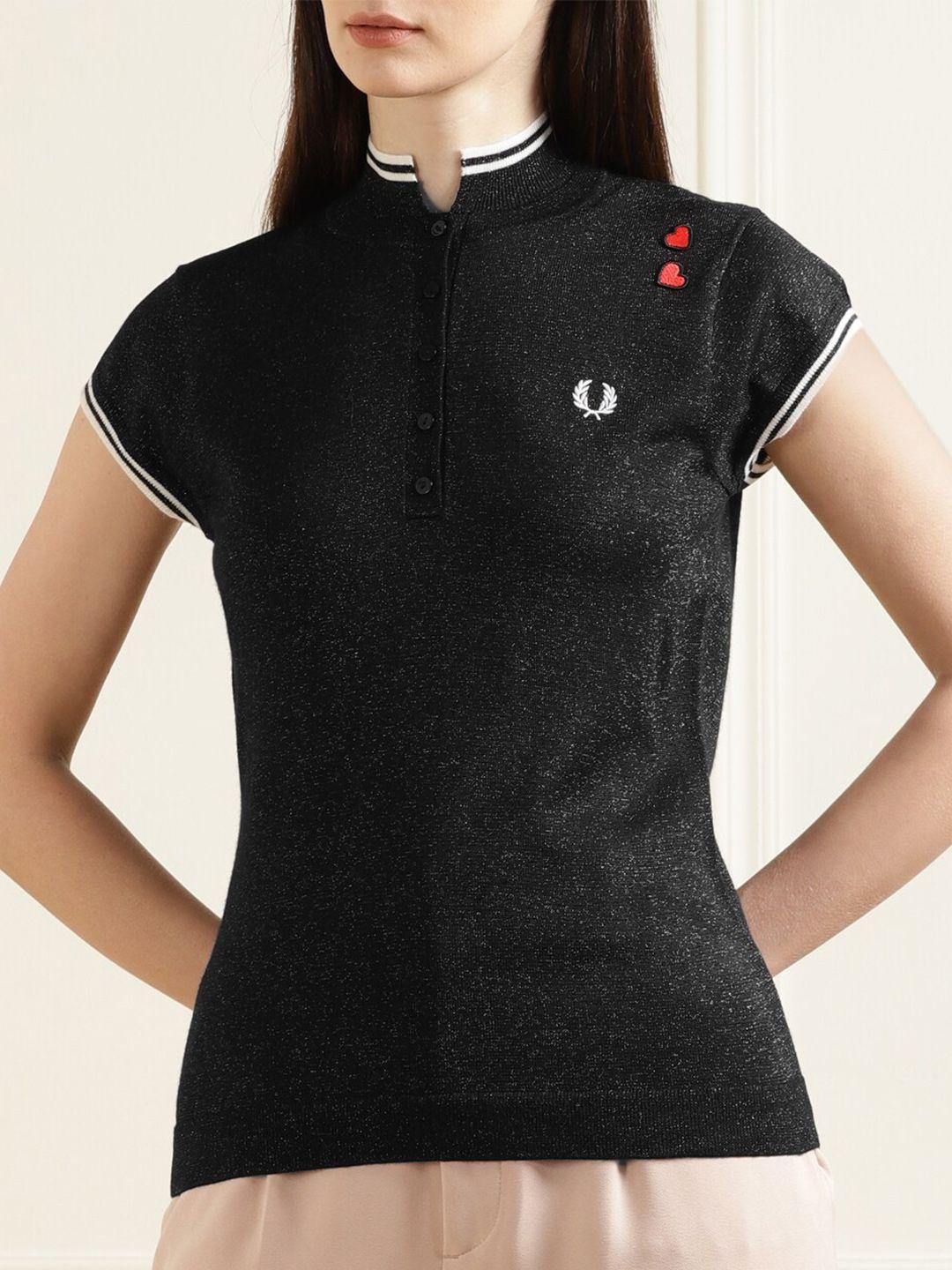 fred perry women black & white pullover