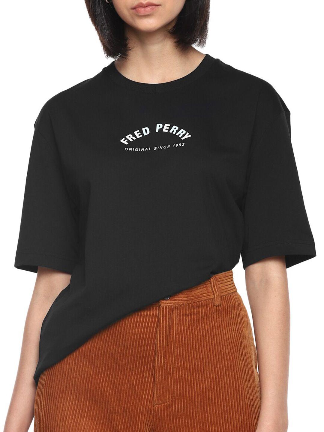 fred perry women black cotton t-shirt