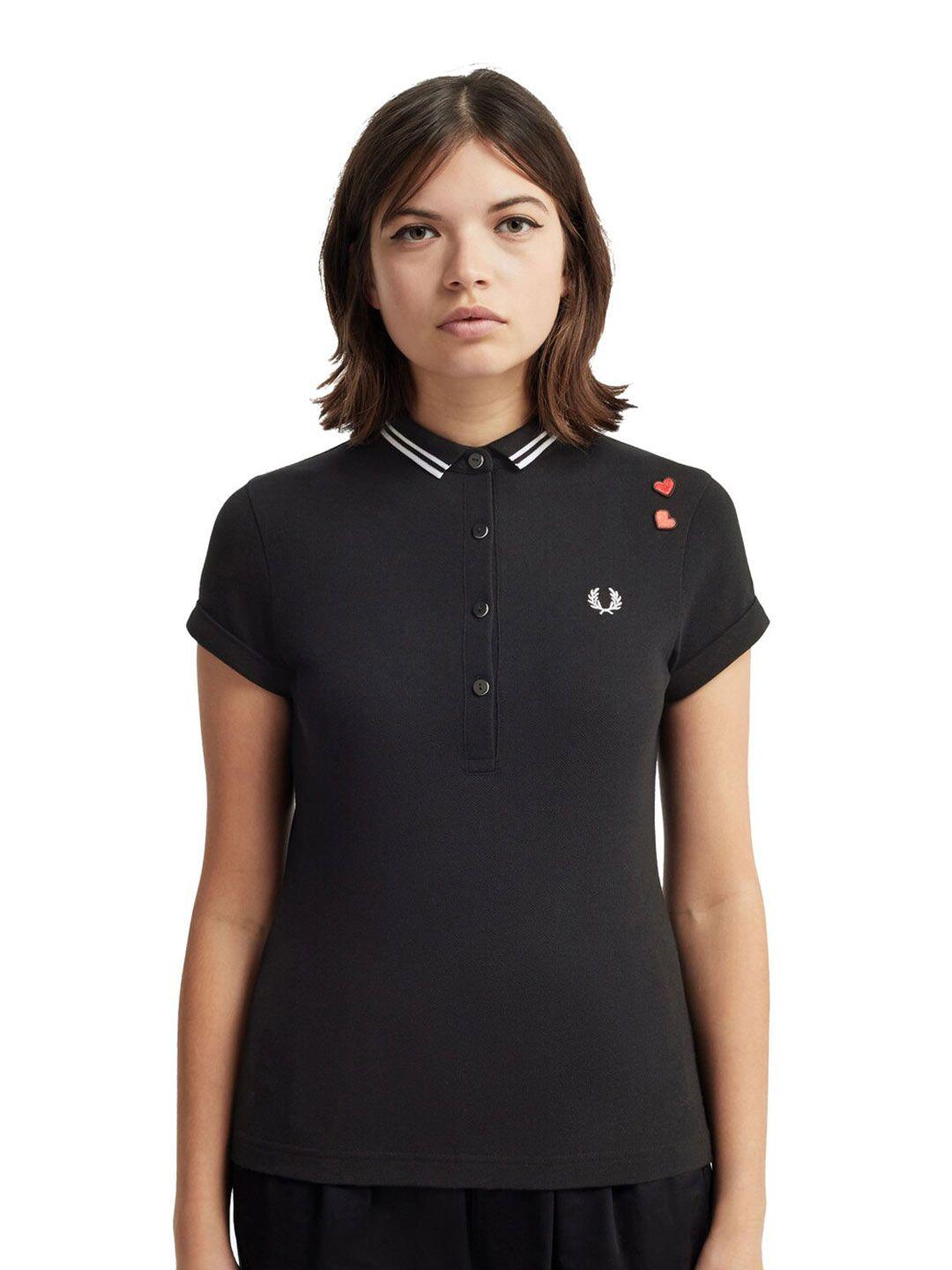 fred perry women polo collar pure cotton t-shirt