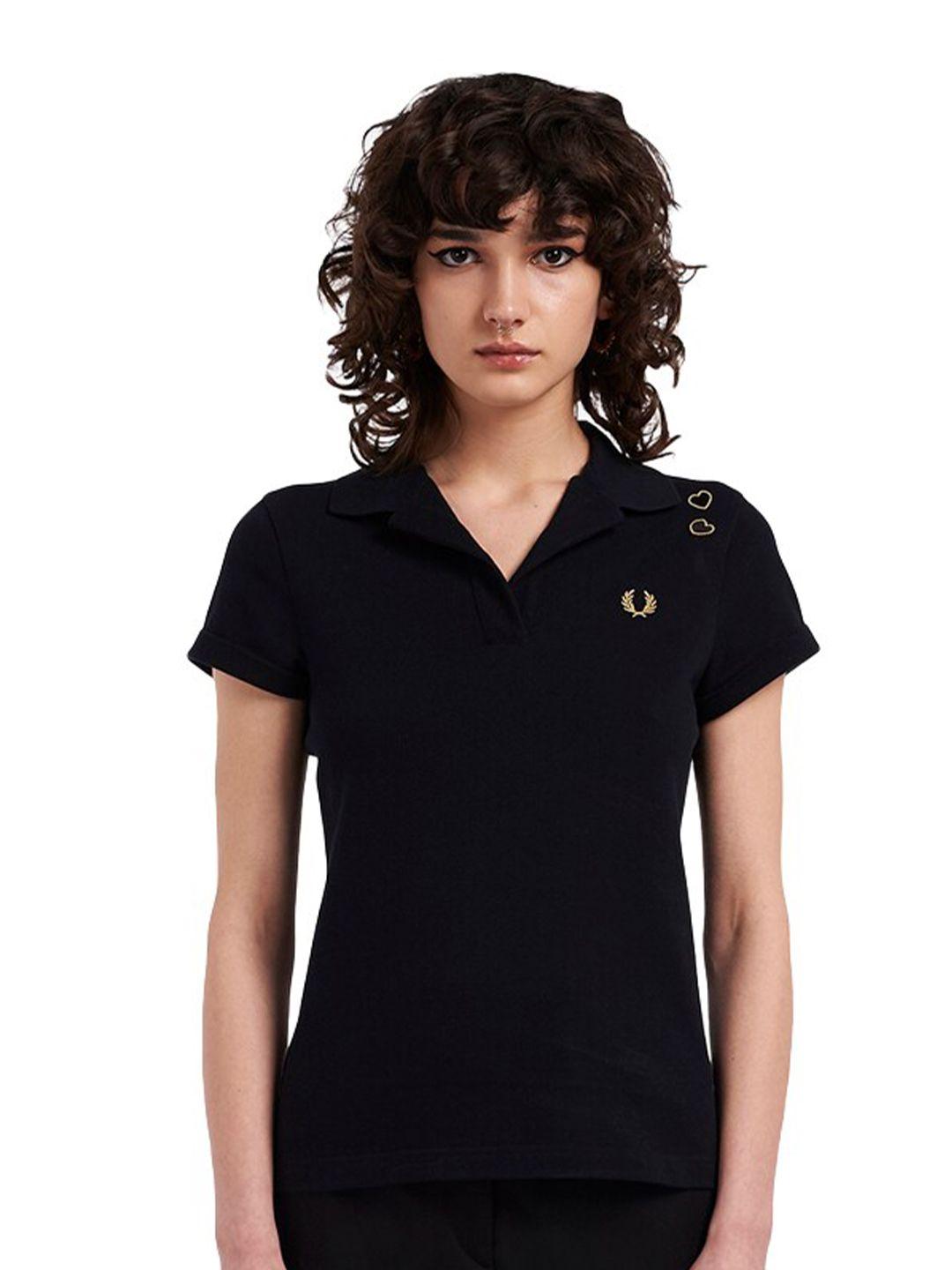 fred perry women polo collar pure cotton t-shirt