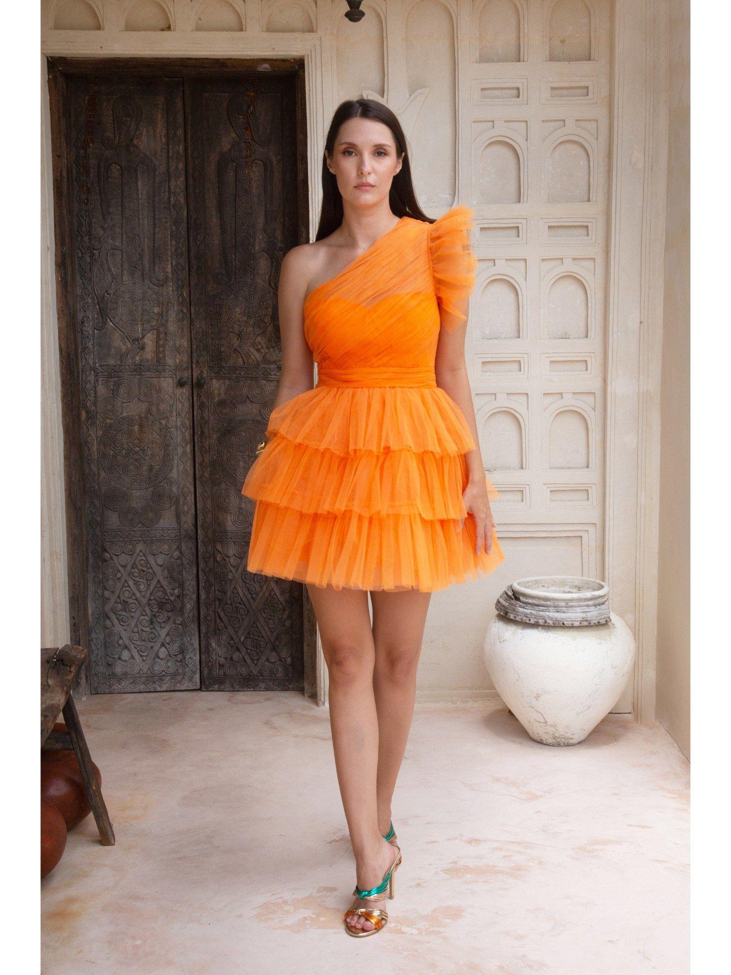 freda orange dress with bustier (set of 2)