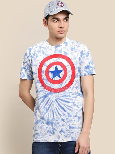 free authority blue cotton regular fit printed t-shirt
