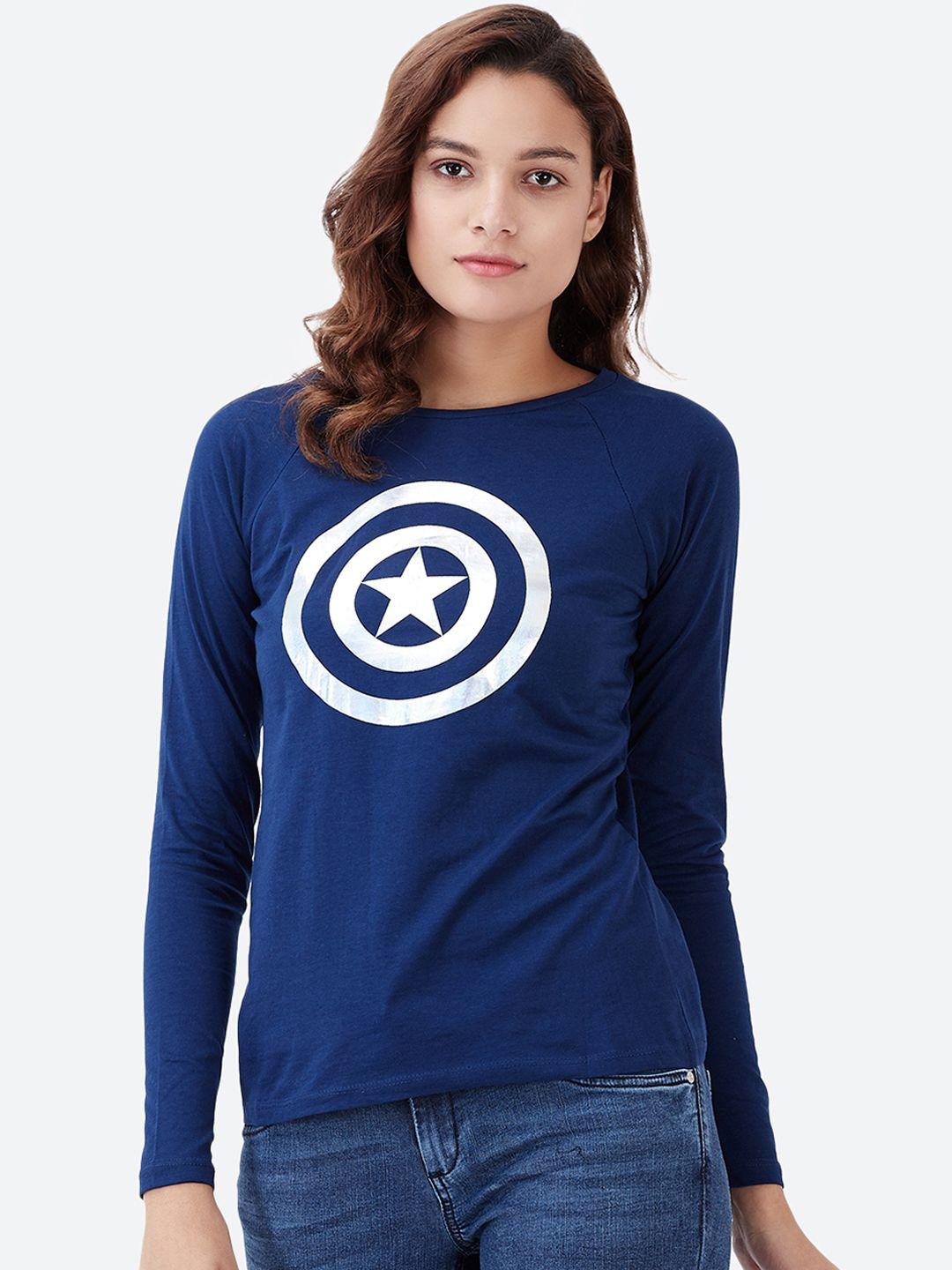 free authority captain america featured navy tshirt for women