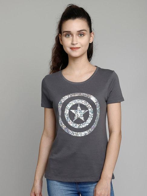 free authority grey cotton printed t-shirt