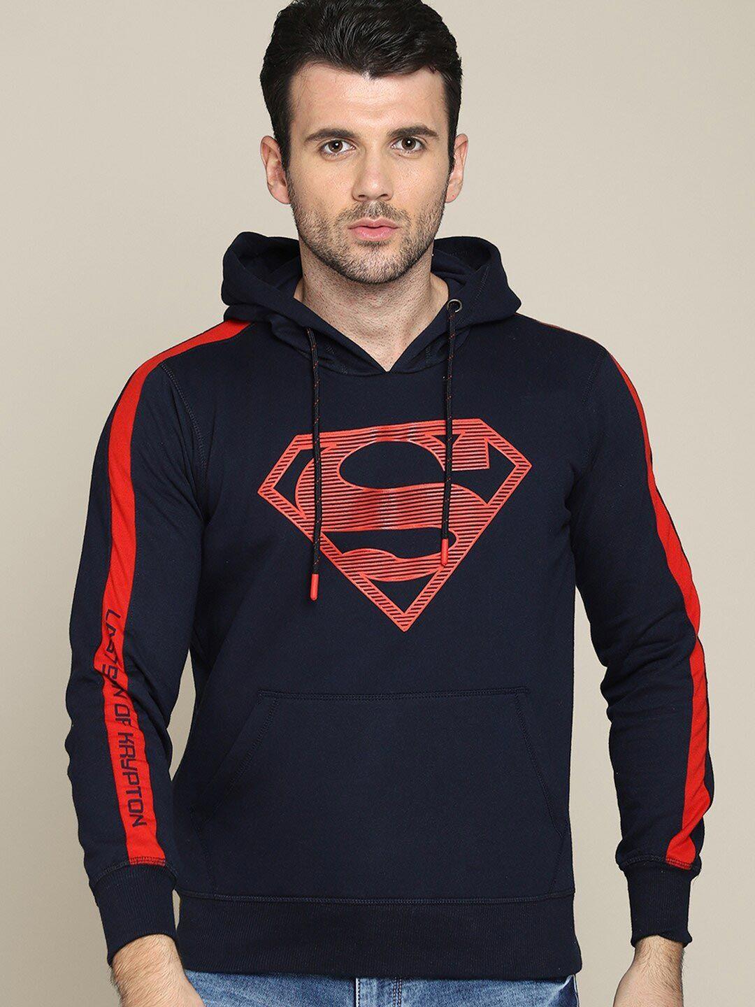 free authority men blue superman printed hooded sweatshirts