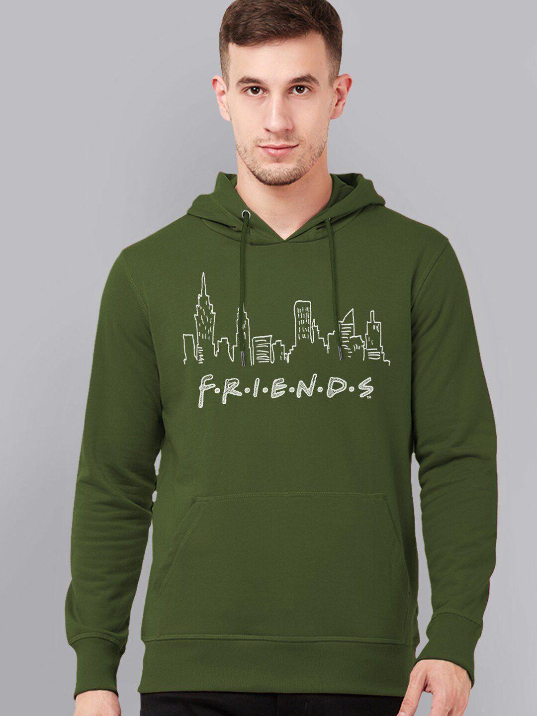 free authority men green friends printed hooded sweatshirt