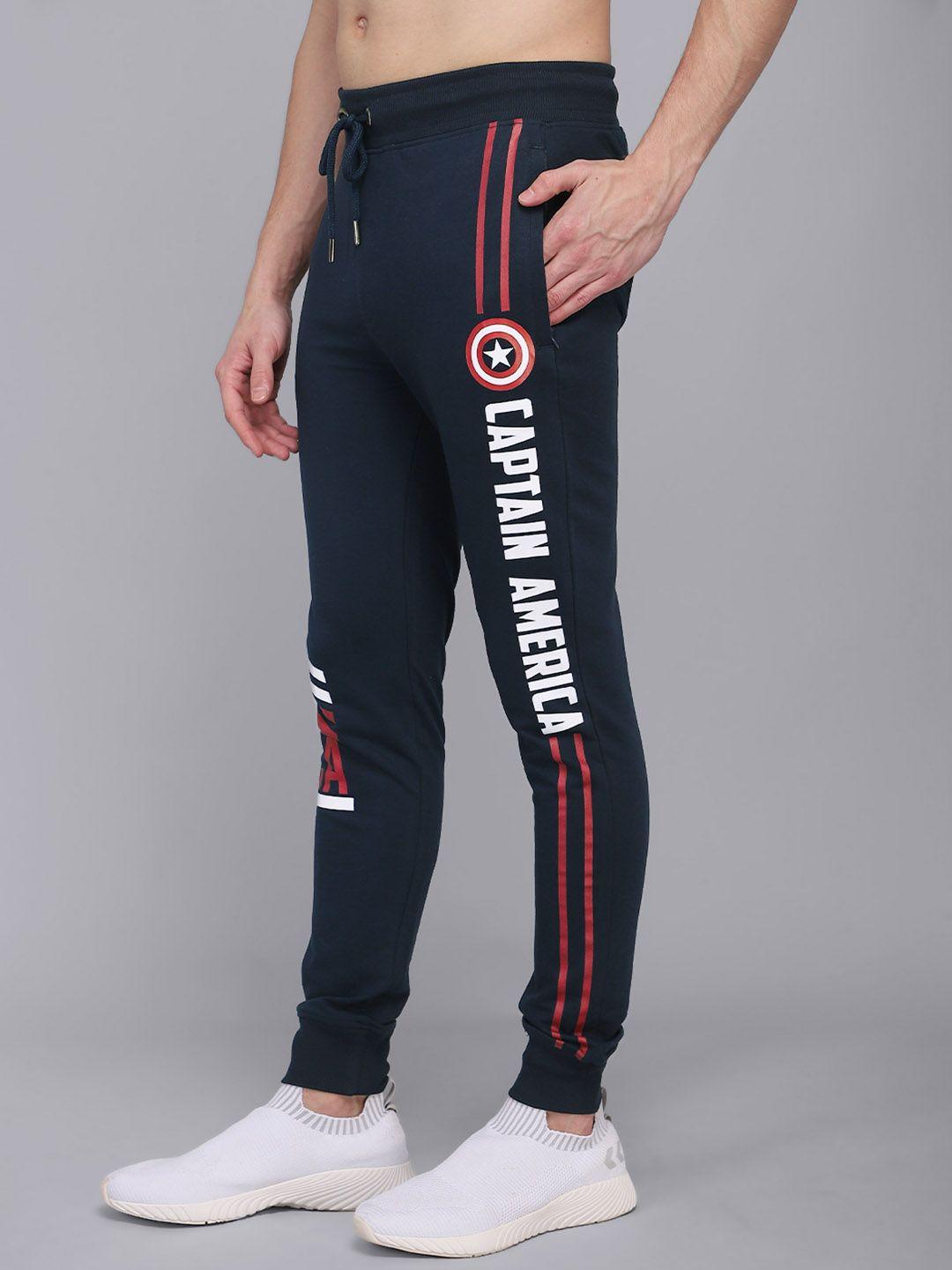 free authority men navy blue captain america printed joggers