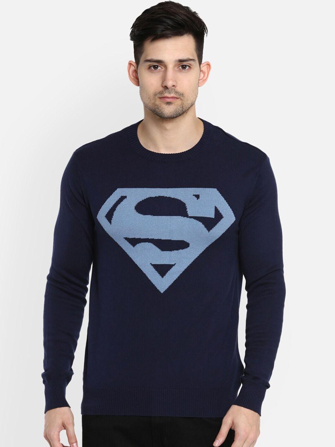free authority men navy blue superman printed pullover