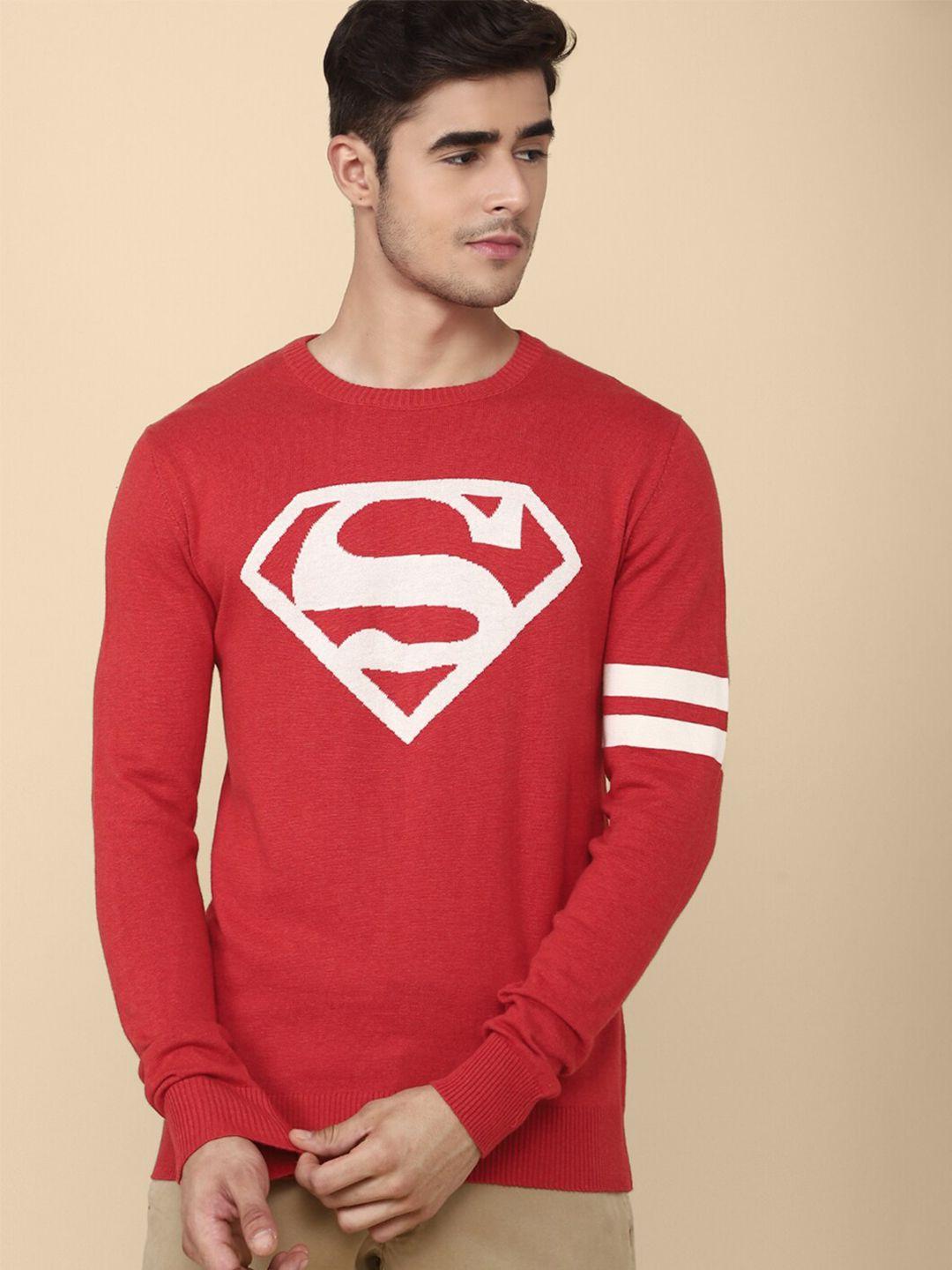 free authority men red & white superman printed cotton pullover