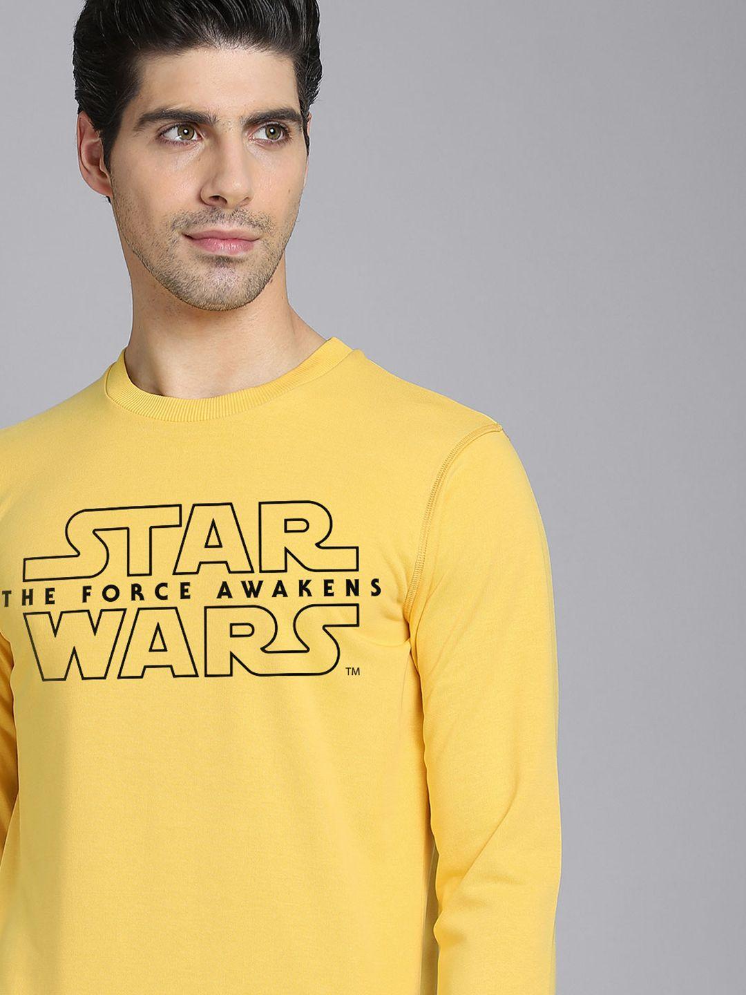 free authority men yellow & black star wars printed sweatshirt