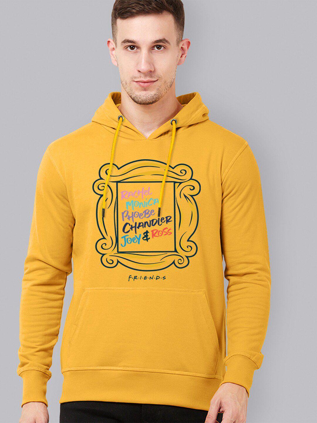 free authority men yellow friends printed hooded sweatshirt