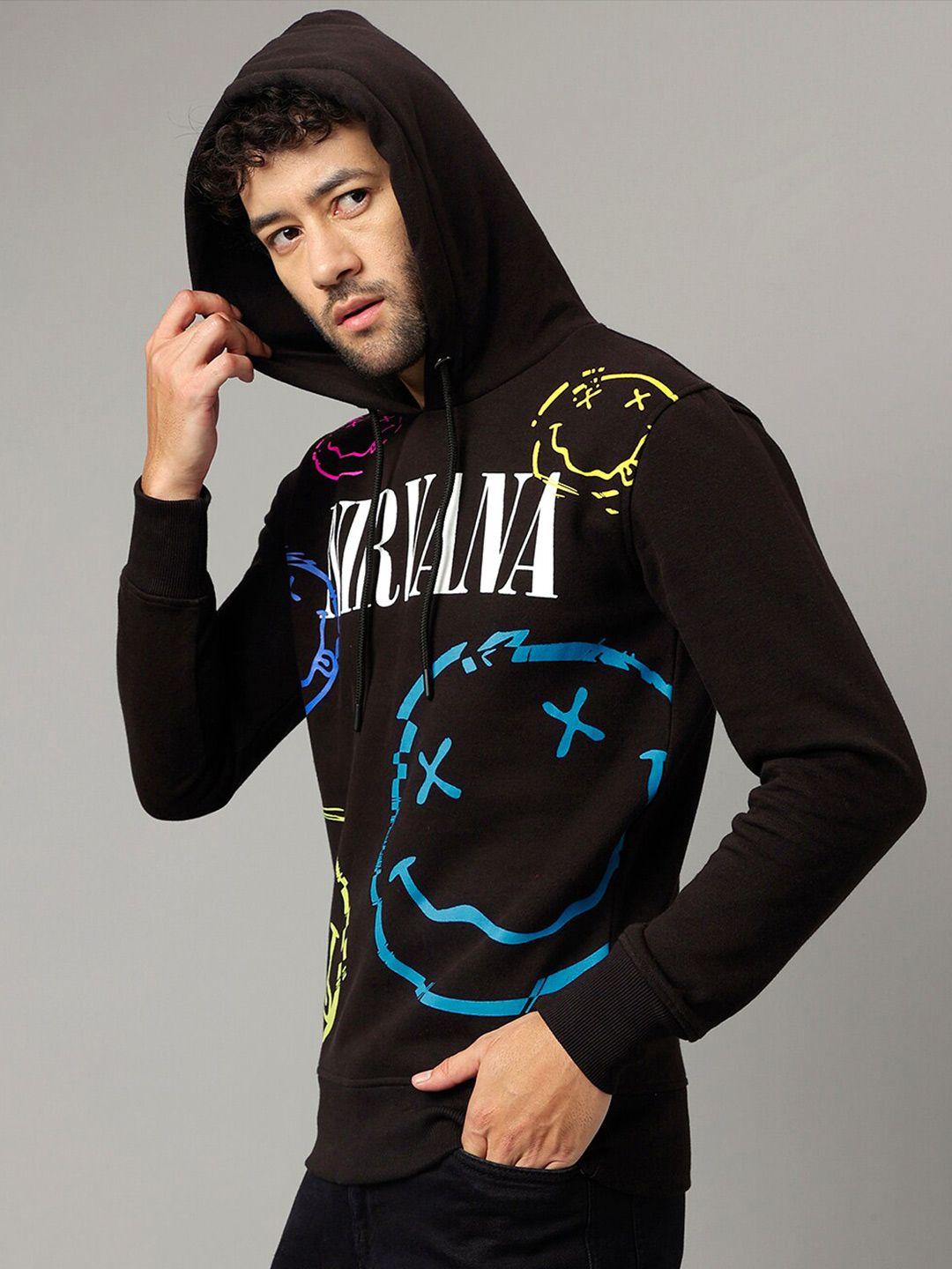 free authority nirvana printed hooded cotton pullover sweatshirts