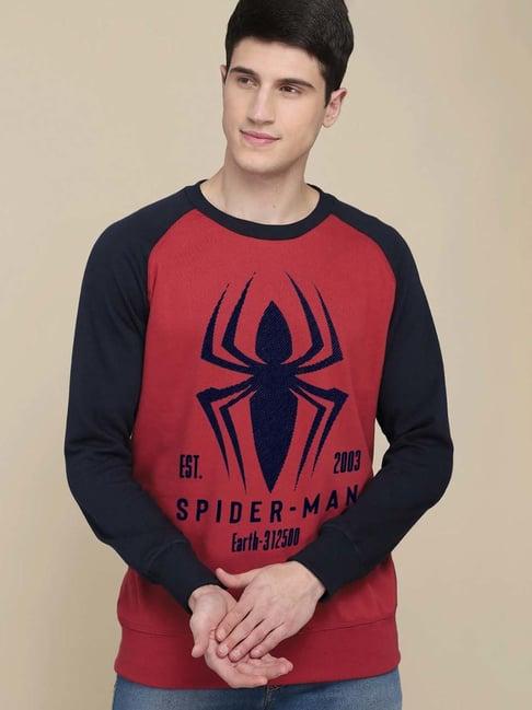 free authority red regular fit spiderman printed sweatshirt