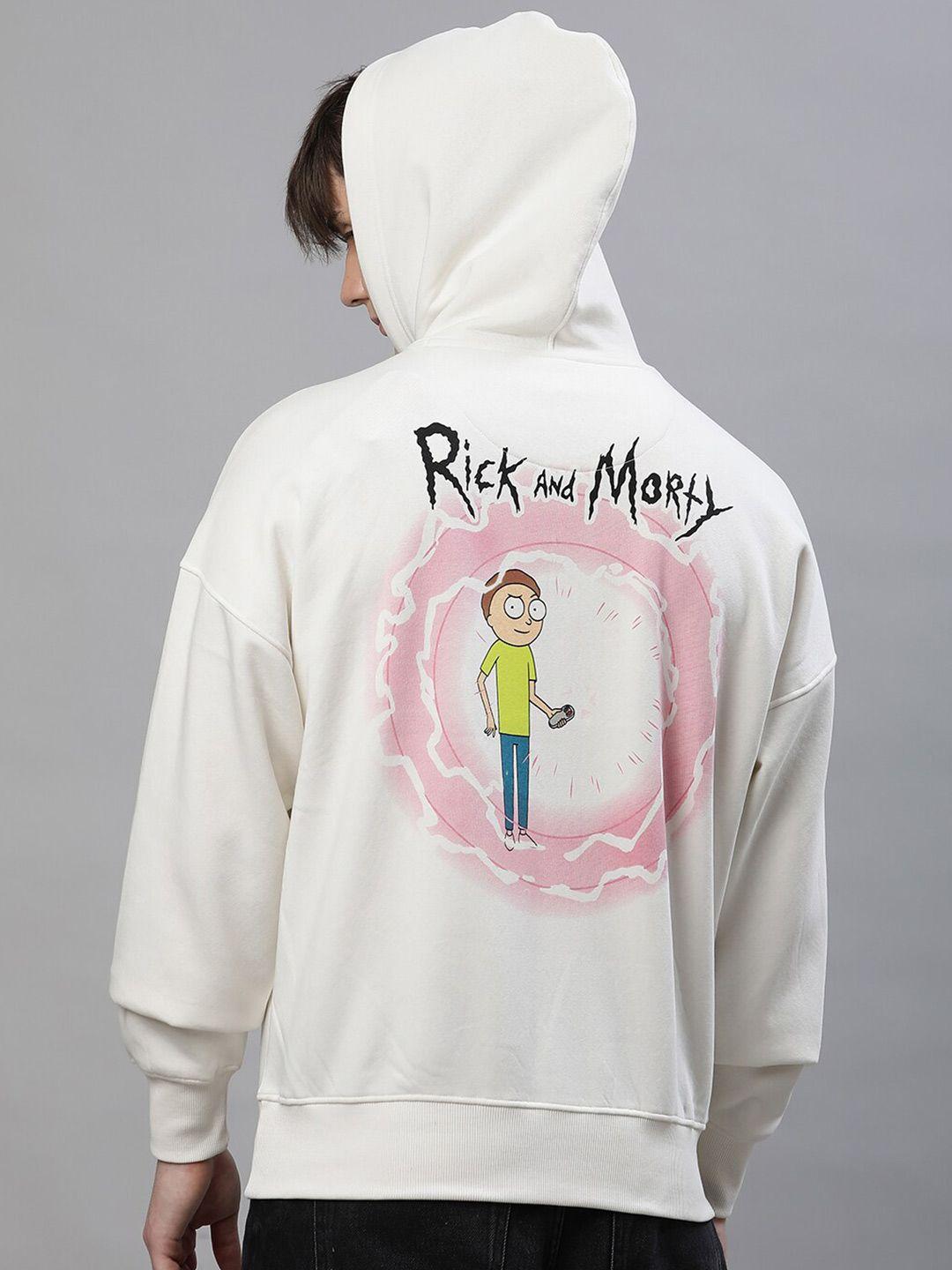 free authority rick & morty printed hooded loose-fit sweatshirt