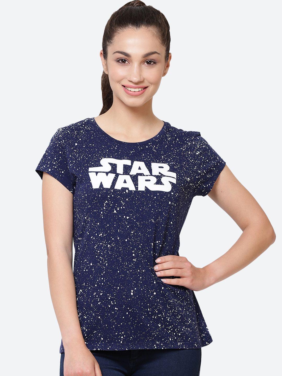 free authority star wars featured navy blue tshirt for women