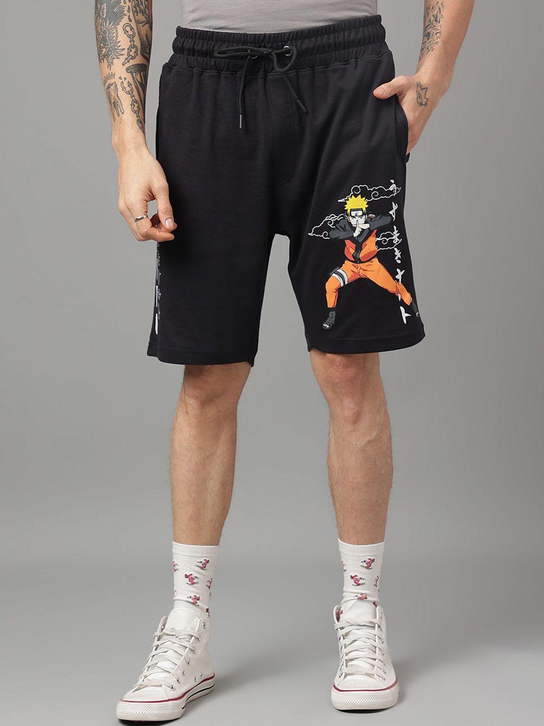 free graphic printed mid-rise cotton shorts