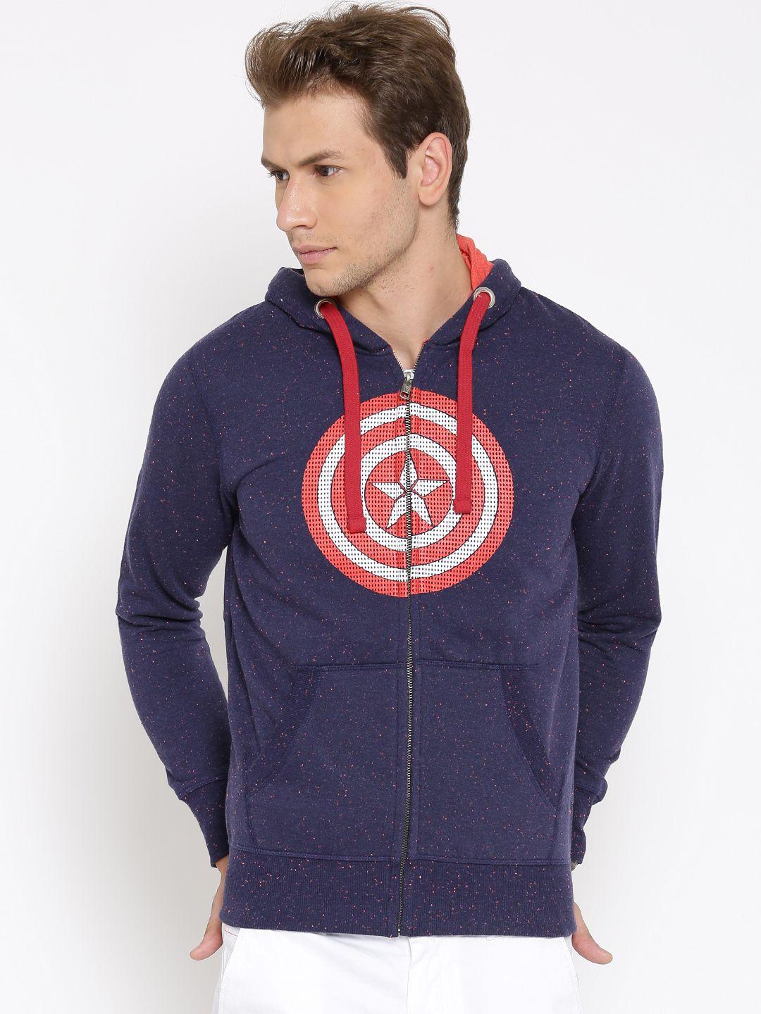 free authority captain america print navy sweatshirt for men