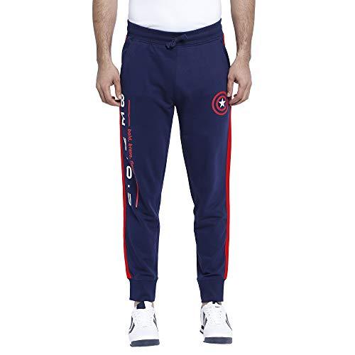 free authority captain america printed regular fit navy blue cotton women's jogger