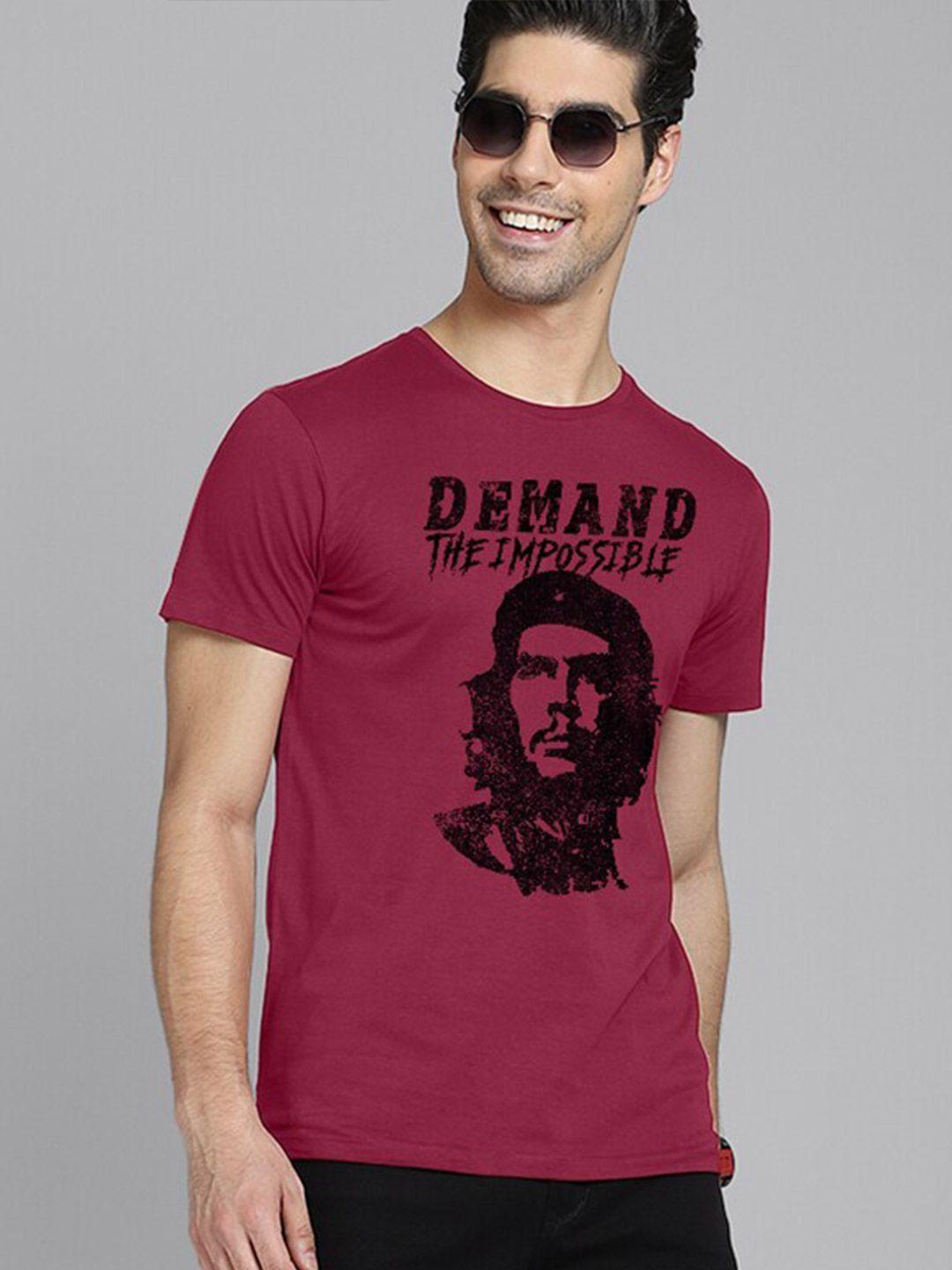 free authority che guevara men red & black printed t-shirt