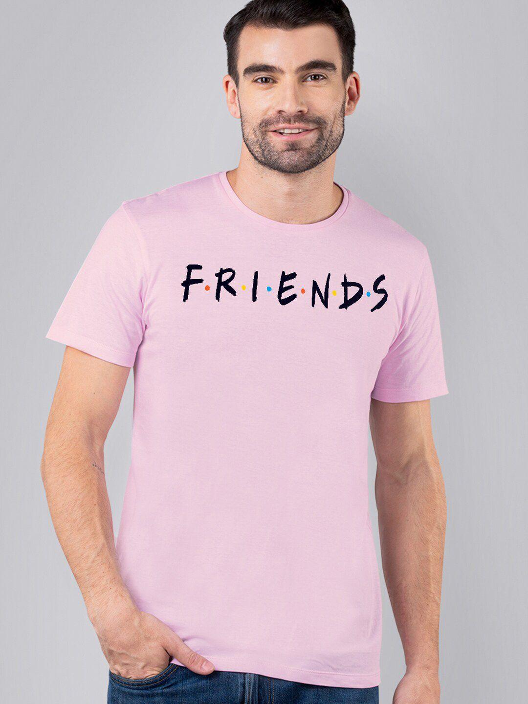 free authority friends men pink typography printed t-shirt