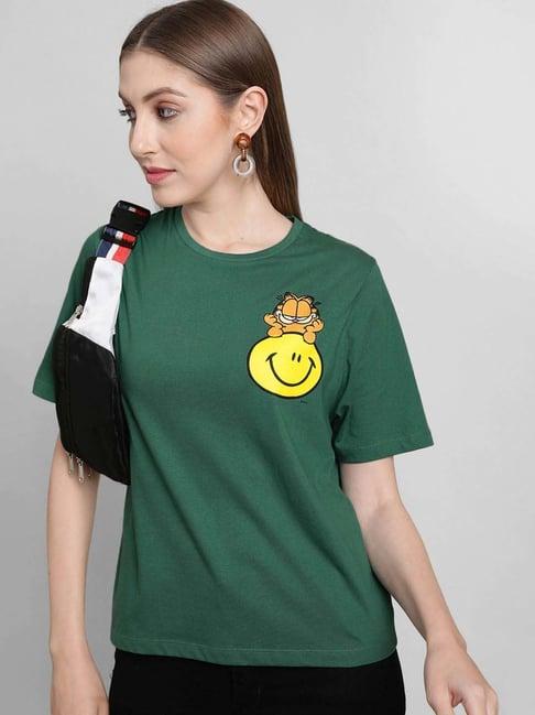 free authority green cotton printed t-shirt