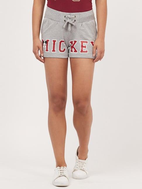 free authority light grey cotton graphic print shorts