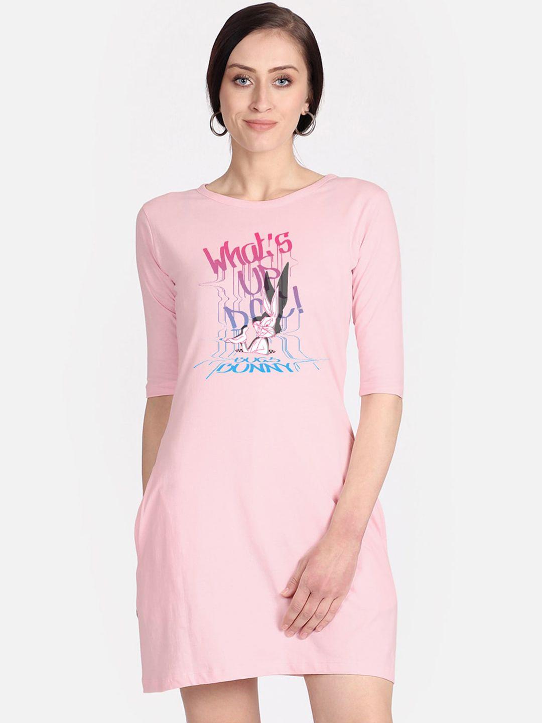 free authority looney tunes pink printed t-shirt dress