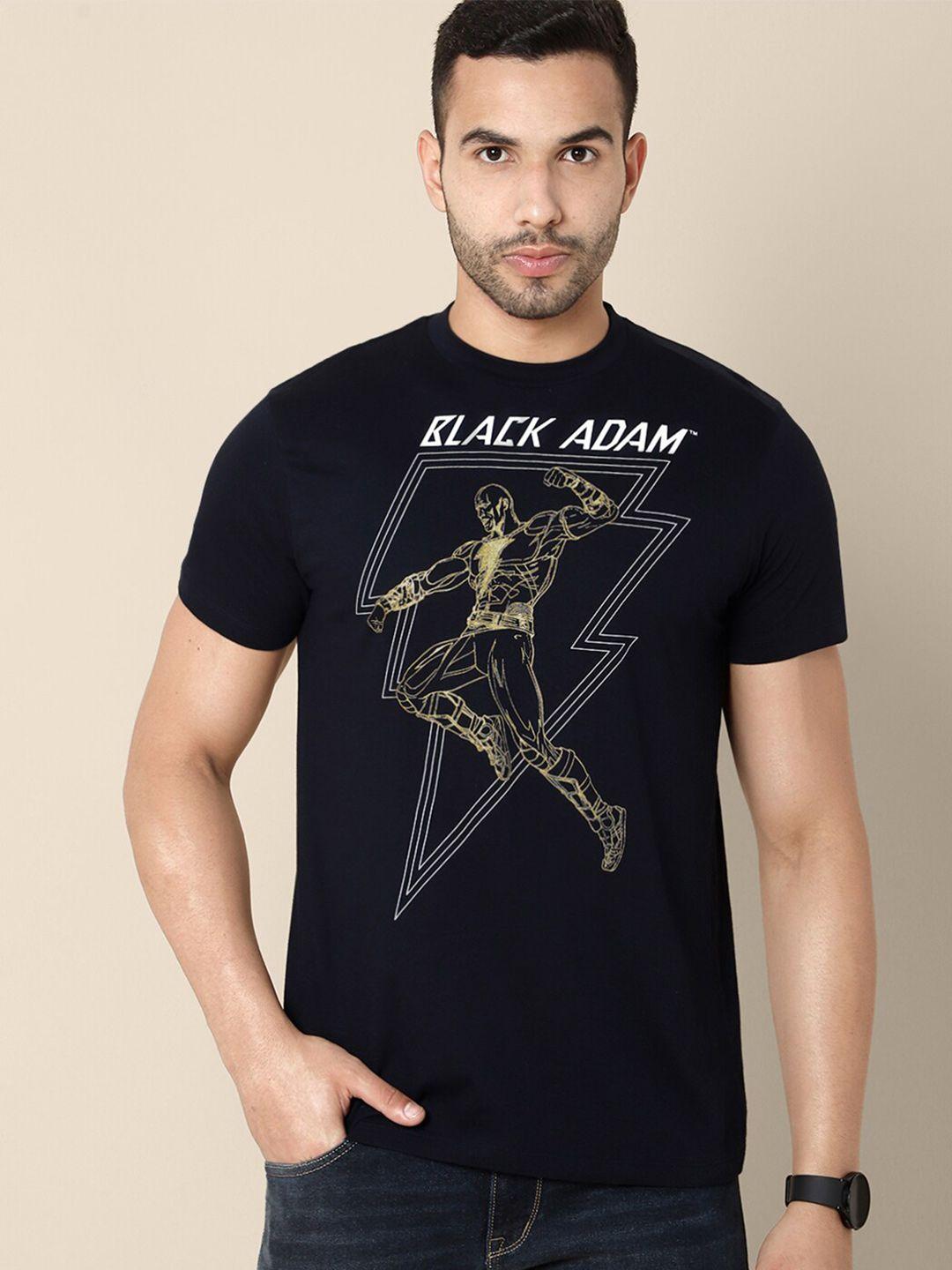 free authority men black pure cotton adam printed t-shirt