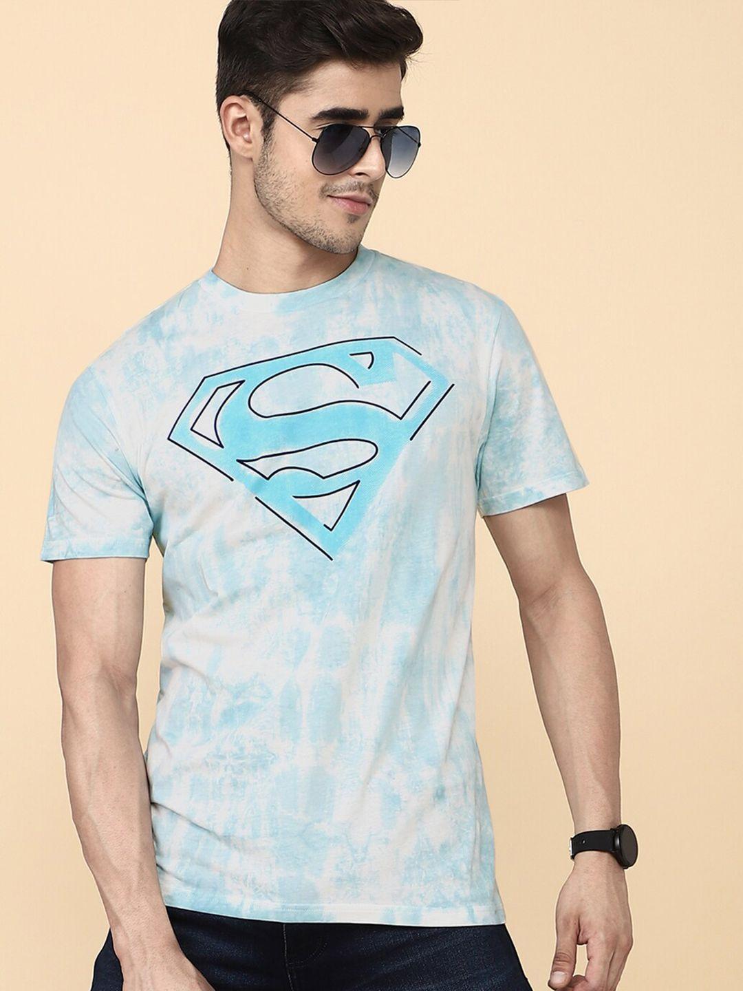 free authority men blue & white superman printed t-shirt