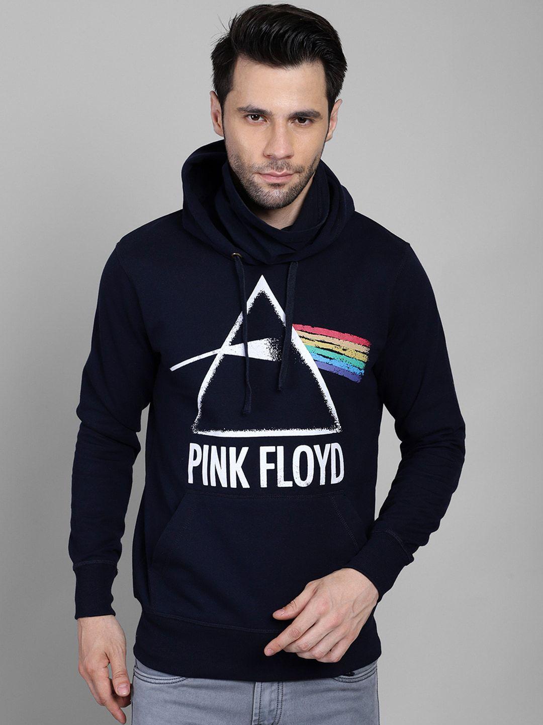 free authority men blue pink floyd printed hooded sweatshirt