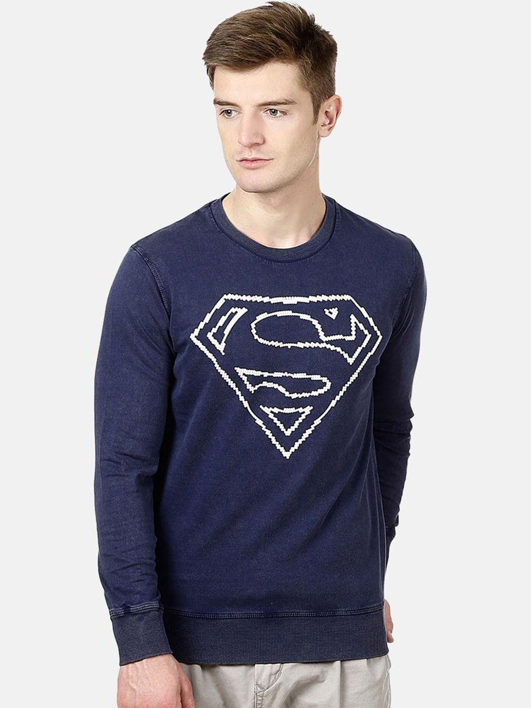 free authority men blue pure cotton superman printed sweatshirt