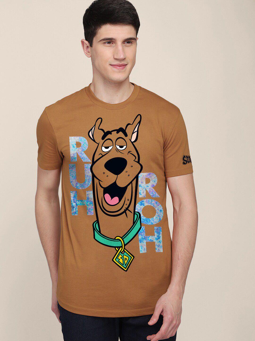 free authority men brown scooby doo printed t-shirt