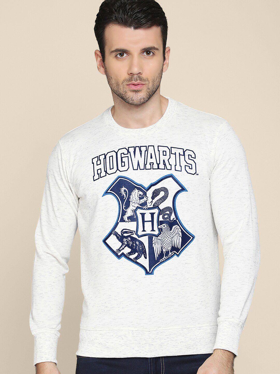 free authority men hogwarts printed white sweatshirt