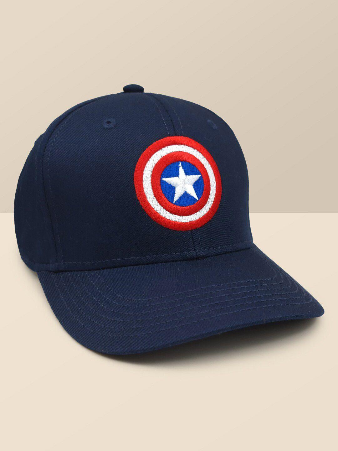 free authority men navy blue & red captain america print cotton baseball cap