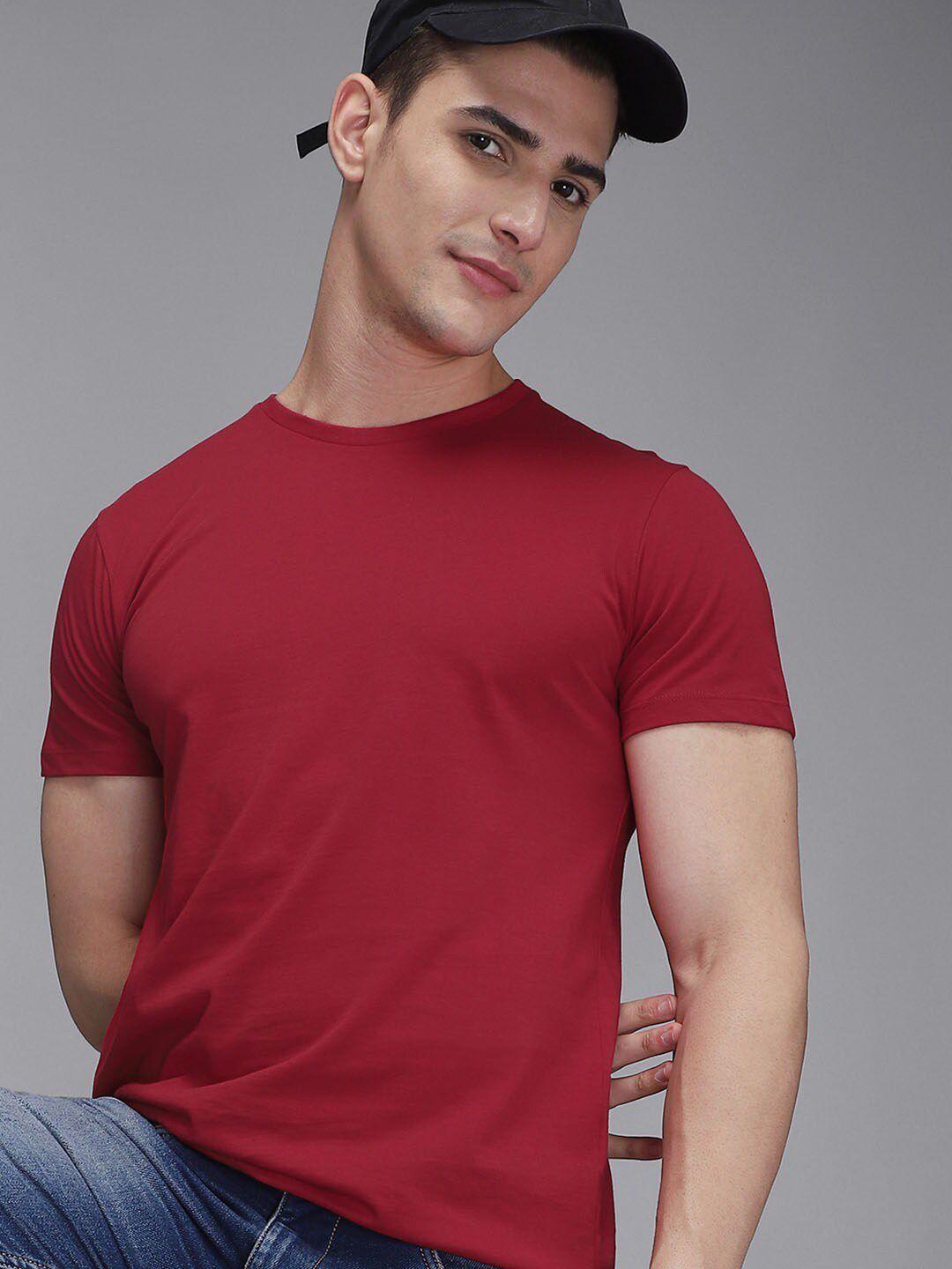 free authority men red pure cotton t-shirt