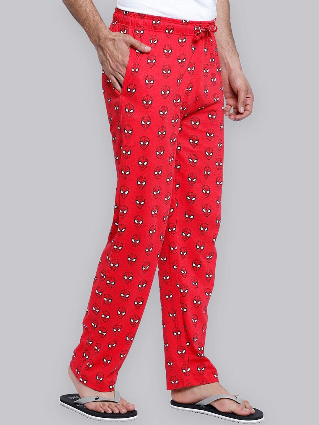 free authority men red spiderman printed cotton lounge pants
