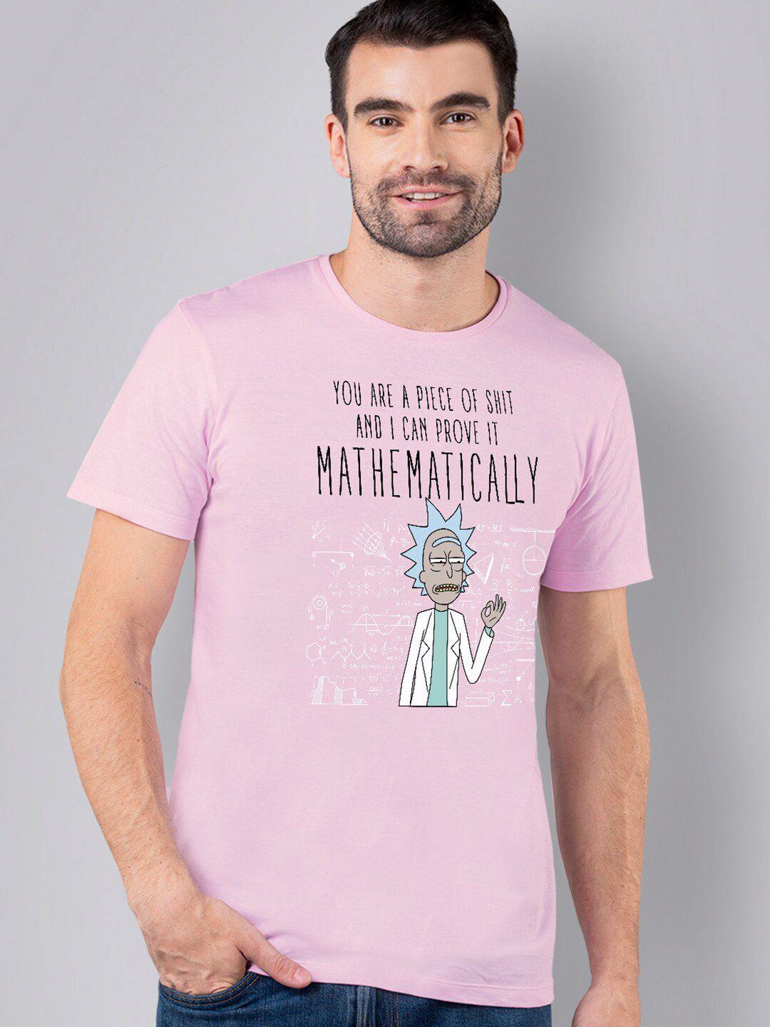 free authority men rick & morty pink printed t-shirt