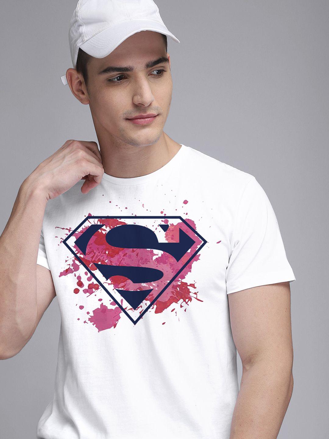 free authority men white superman printed cotton holi t-shirt