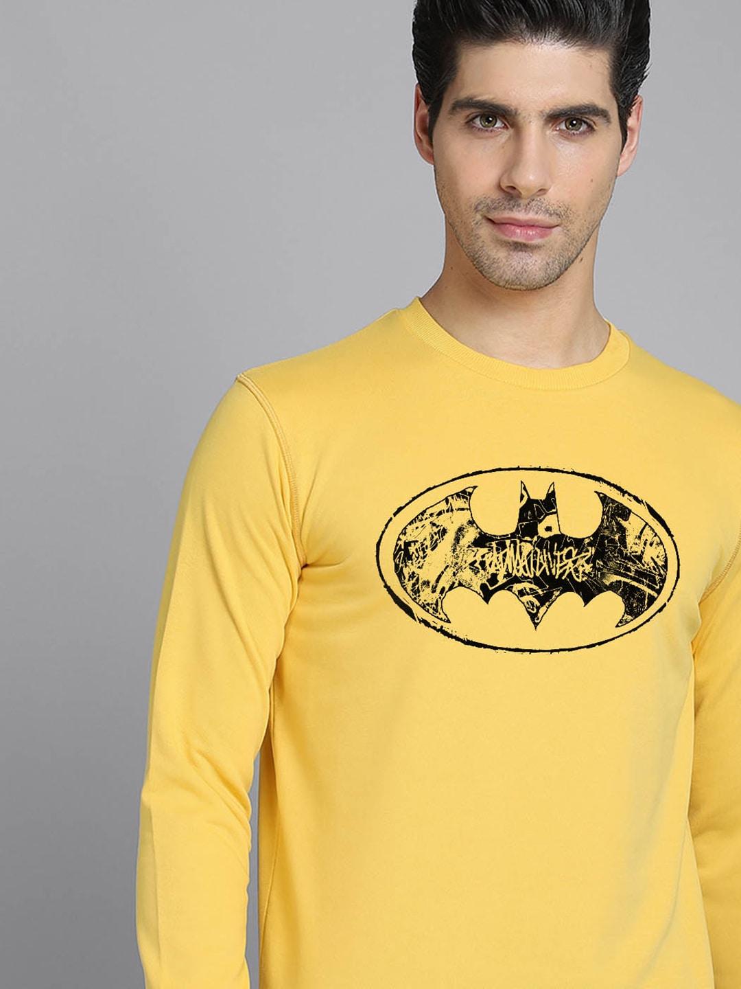 free authority men yellow & black batman printed sweatshirt