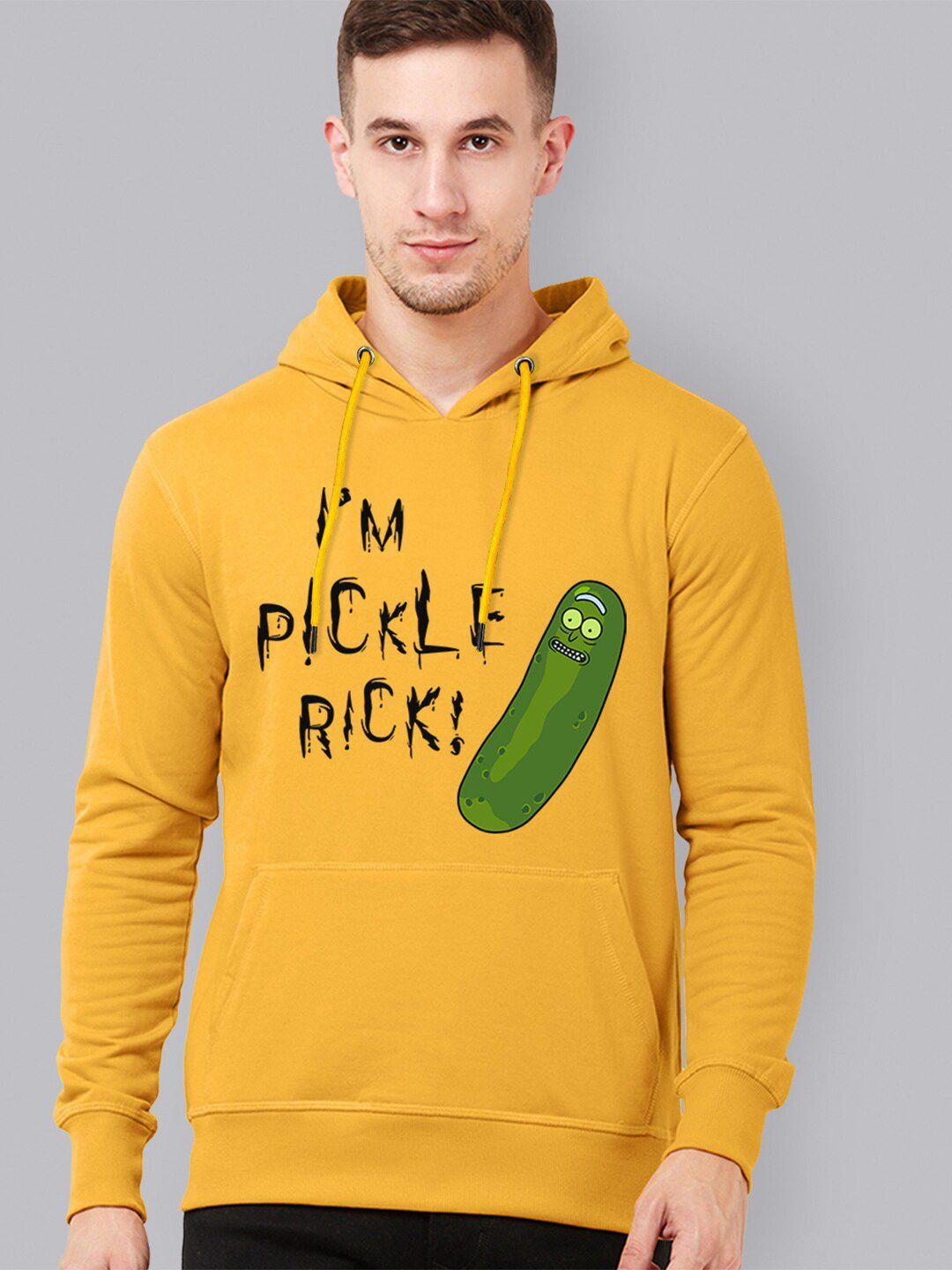 free authority men yellow rick & morty printed hooded sweatshirt