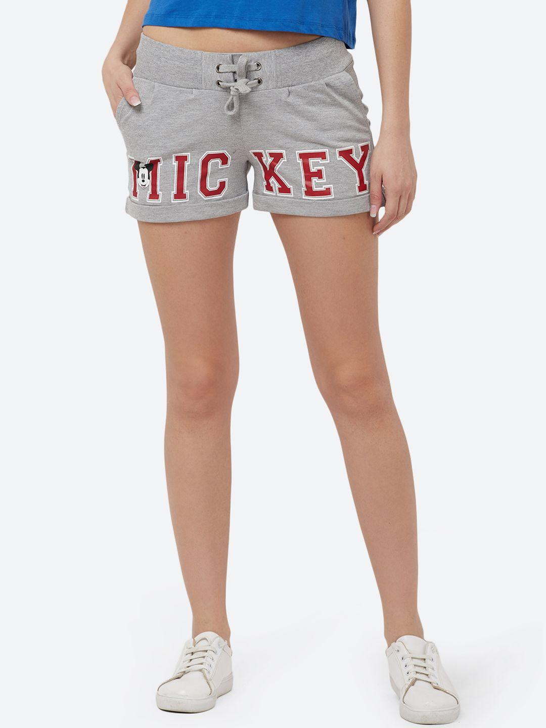 free authority mickey & friends featured grey shorts for women