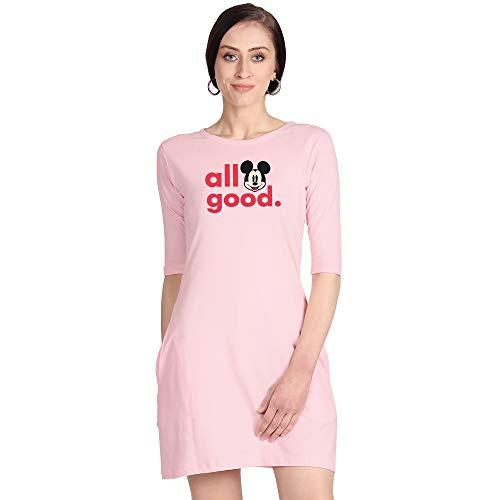 free authority mickey & friends printed regular fit pink cotton women's dress