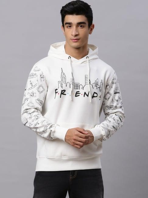 free authority off-white loose fit friends printed hooded sweatshirt