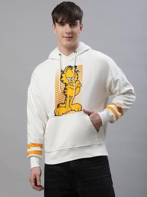 free authority off-white loose fit garfield printed hooded sweatshirt