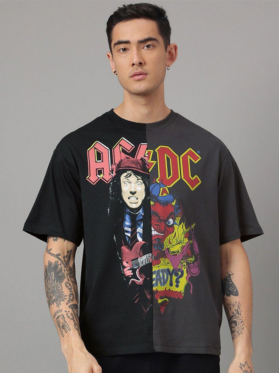 free authority oversized acdc printed round neck t-shirt