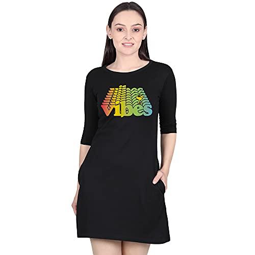 free authority peanuts printed regular fit black cotton women's dress