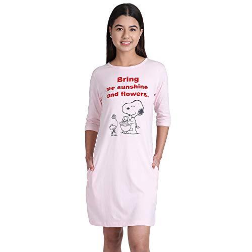 free authority peanuts printed regular fit pink cotton women's dress